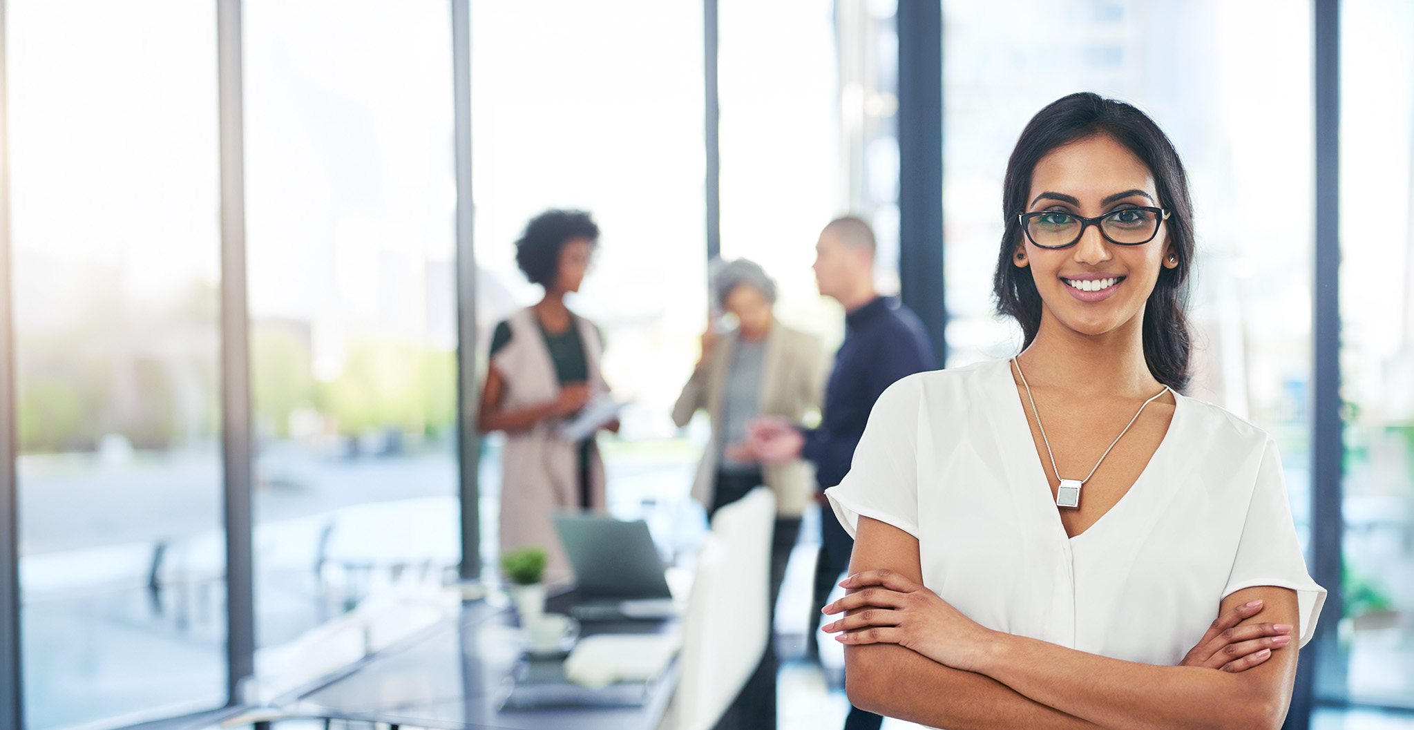 Professional benefits consultant in modern office